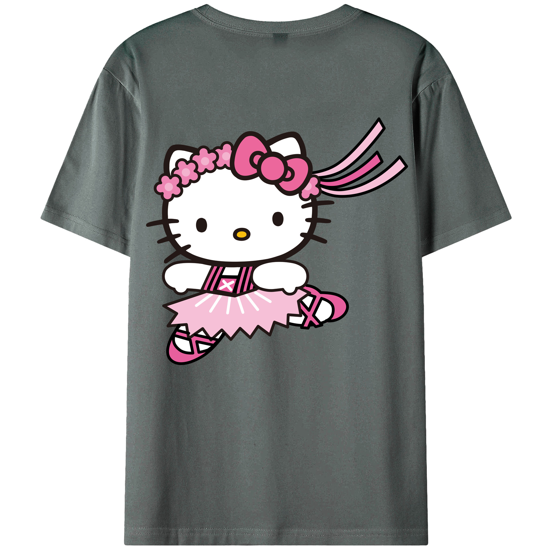 （画像用） Hello Kitty ハローキティ 綿100％ メンズ半袖Tシャツ（バックプリント） 通気性